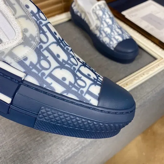 Dior Navy White Slip-On Monogram-Printed Mesh Lifestyle Sneakers 5