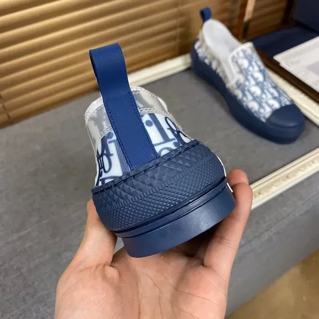 Dior Navy White Slip-On Monogram-Printed Mesh Lifestyle Sneakers 6