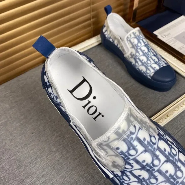 Dior Navy White Slip-On Monogram-Printed Mesh Lifestyle Sneakers 8