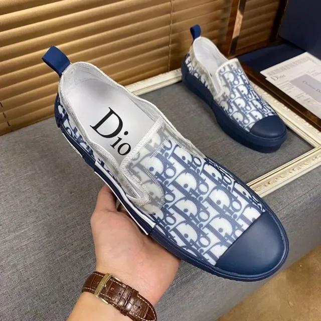 Dior Navy White Slip-On Monogram-Printed Mesh Lifestyle Sneakers 9