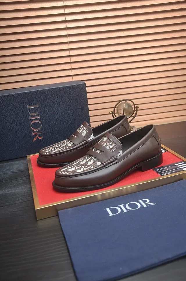 Dior Oblique Loafer Brown Leather Monogrammed Vamp Loafers 4