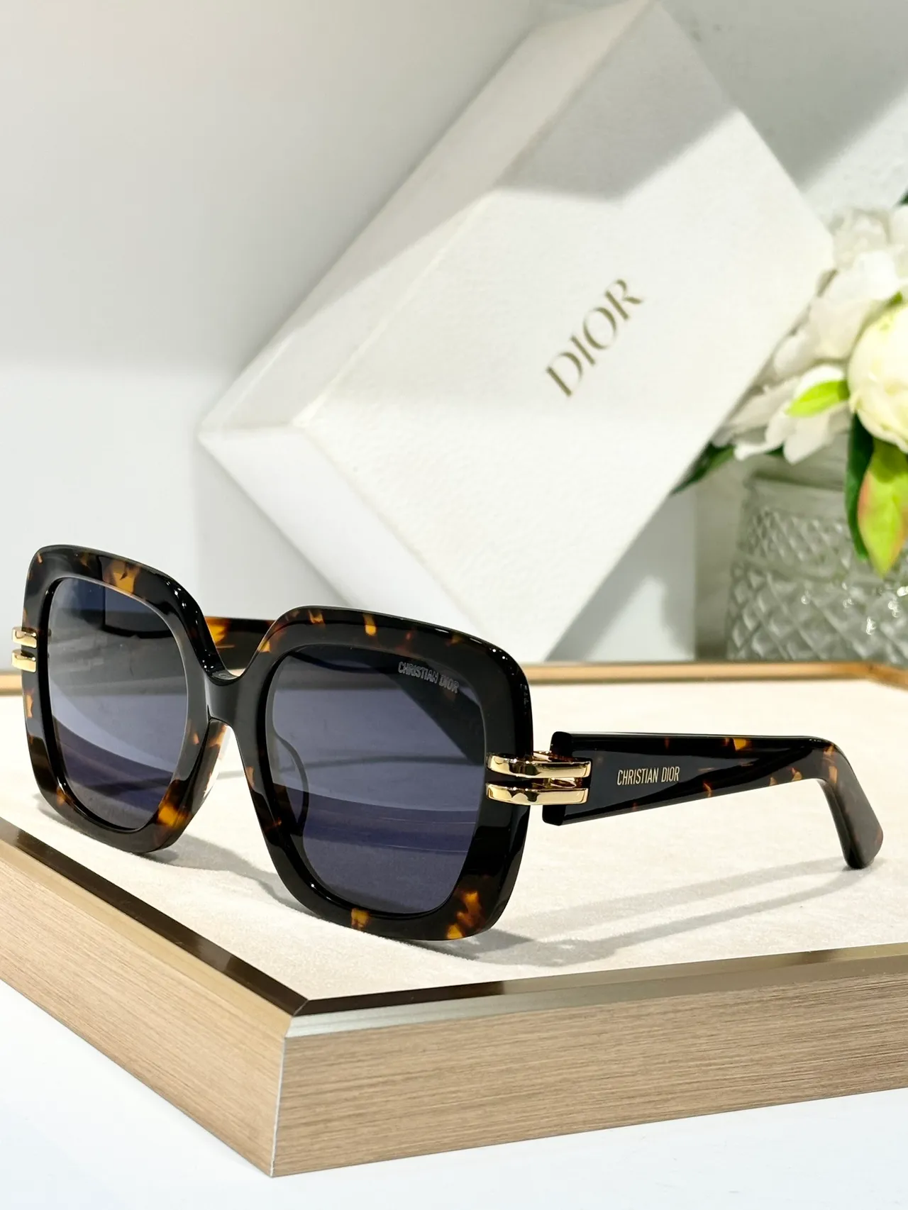 Dior Oversized Square Amber Acetate Gradient Brown Sunglasses 4