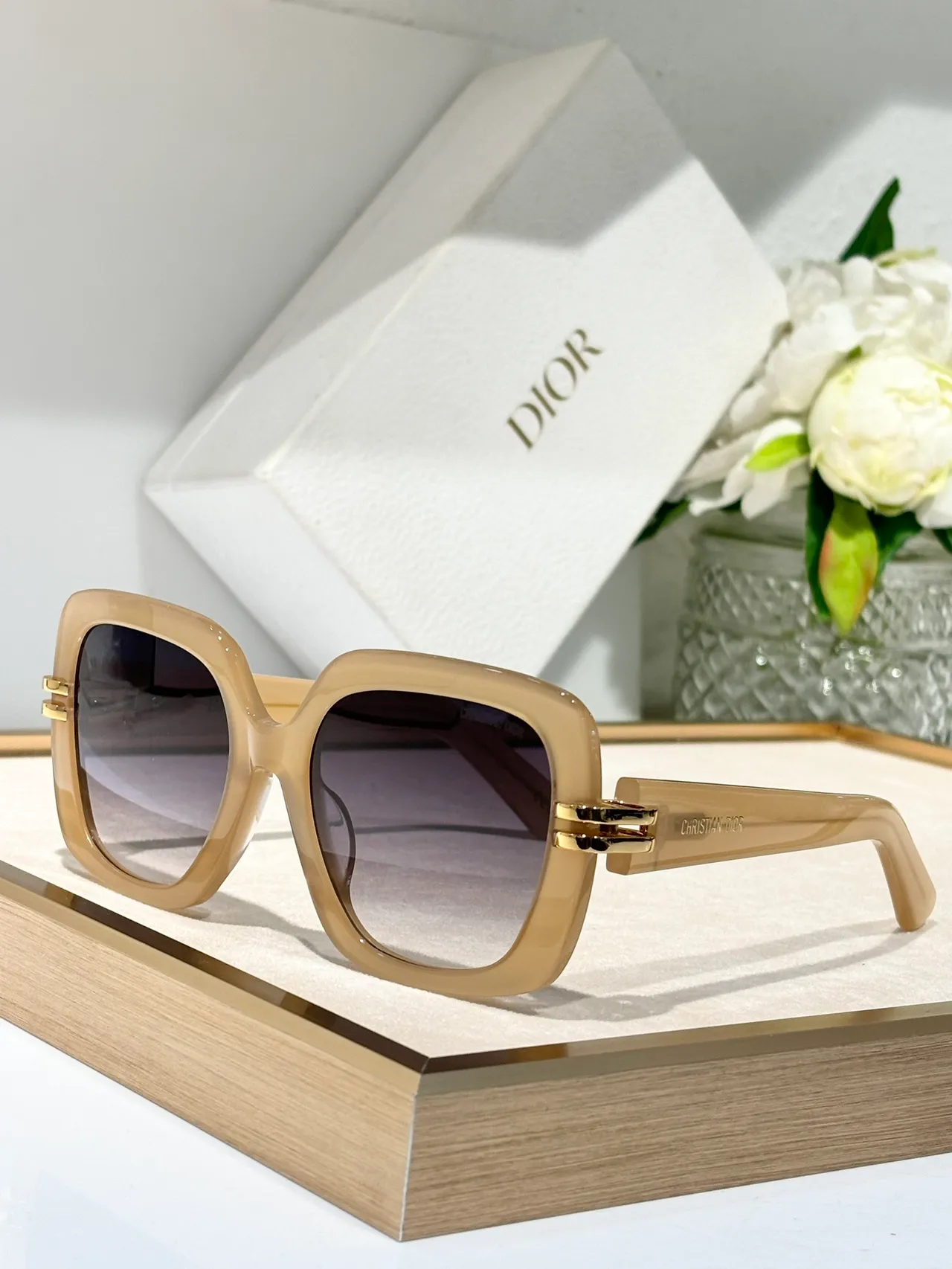 Dior Oversized Square Amber Acetate Gradient Brown Sunglasses 7