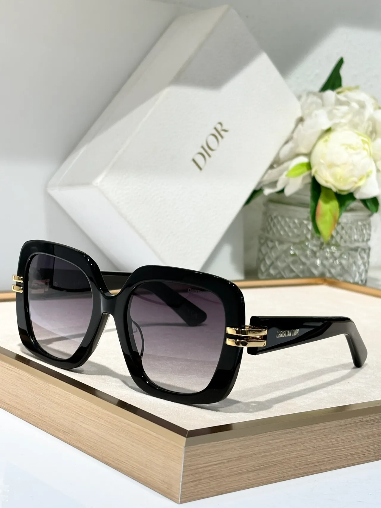 Dior Oversized Square Amber Acetate Gradient Brown Sunglasses 8