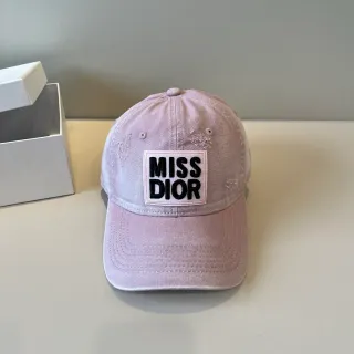 Dior Pink Black Distressed Cotton Twill Patch-Logo Front Baseball Cap