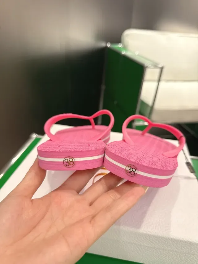 Dior Pink Green Molded Rubber Sole Embossed Logo Strap Slippers 3