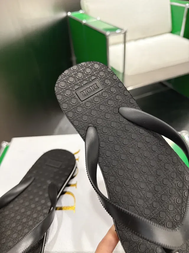 Dior Pink Green Molded Rubber Sole Embossed Logo Strap Slippers 5