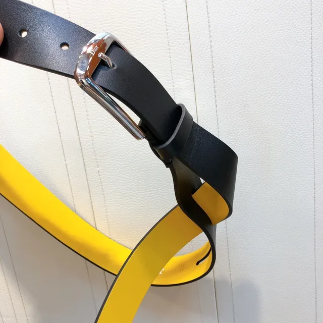 Dior Reversible Black and Yellow Leather Belt 2