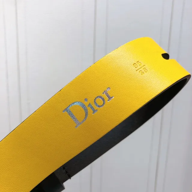 Dior Reversible Black and Yellow Leather Belt 3
