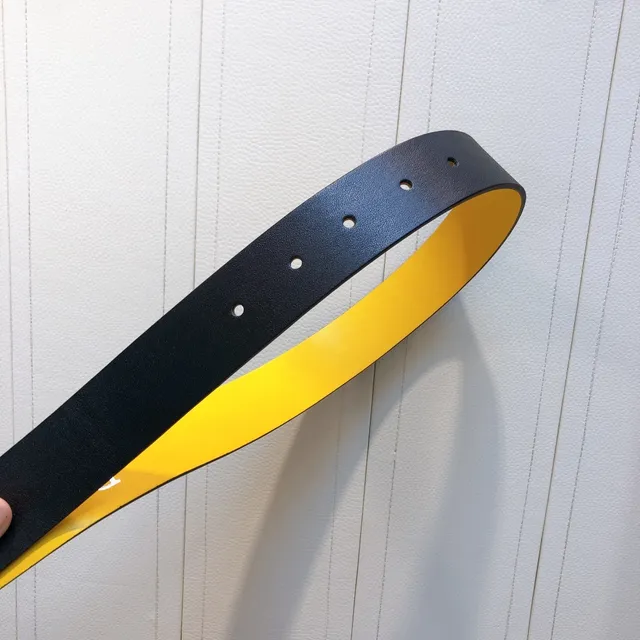 Dior Reversible Black and Yellow Leather Belt 4
