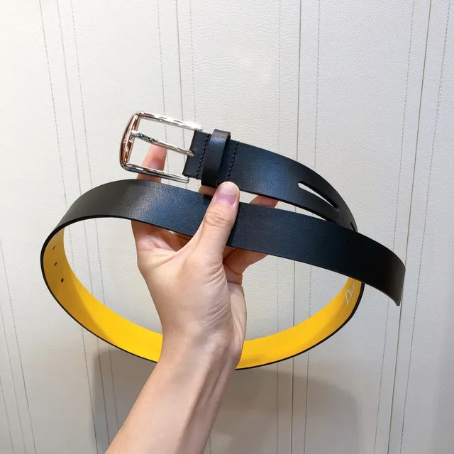 Dior Reversible Black and Yellow Leather Belt 5