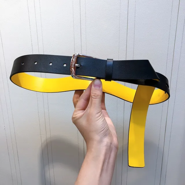 Dior Reversible Black and Yellow Leather Belt 6