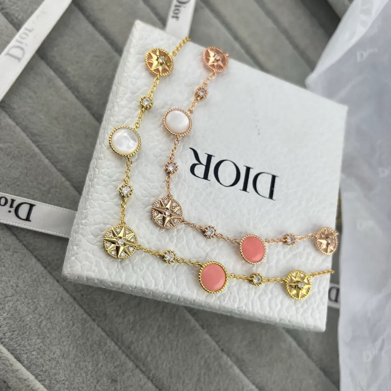 Dior Rose des Vents Pulseira Estrela e Pérola Dourada 6