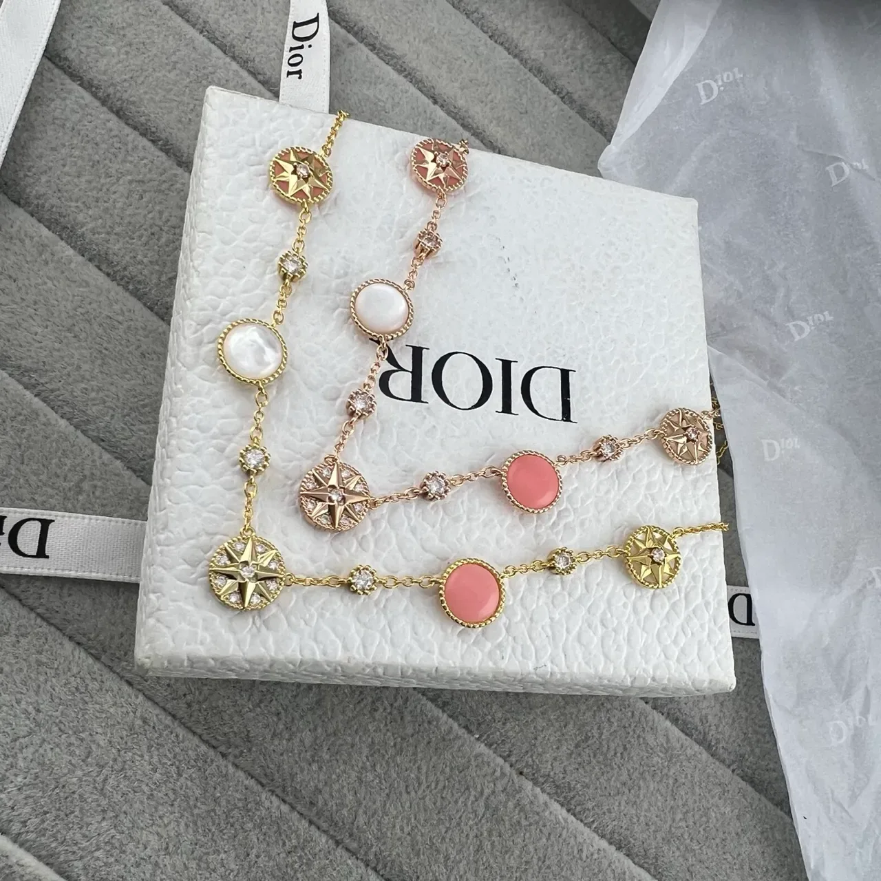 Dior Rose des Vents Pulseira Estrela e Pérola Dourada 7