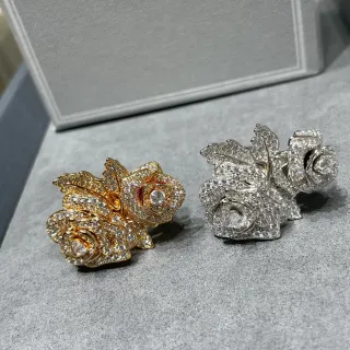 Dior Rose Motif Pavé Crystal Earrings