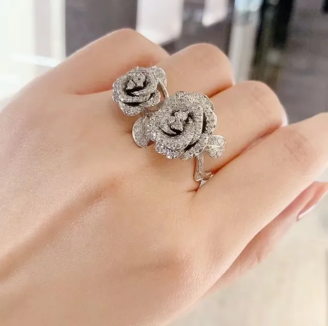 Dior Rose Motif Pavé Crystal Earrings 9