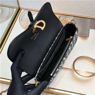 Dior Saddle Black Navy Monogram Canvas Shoulder Bag 3