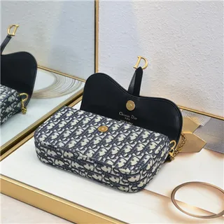 Dior Saddle Black Navy Monogram Canvas Shoulder Bag 5
