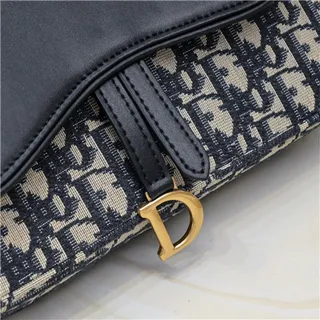 Dior Saddle Black Navy Monogram Canvas Shoulder Bag 6