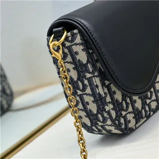 Dior Saddle Black Navy Monogram Canvas Shoulder Bag 7