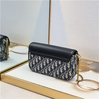 Dior Saddle Black Navy Monogram Canvas Shoulder Bag 8