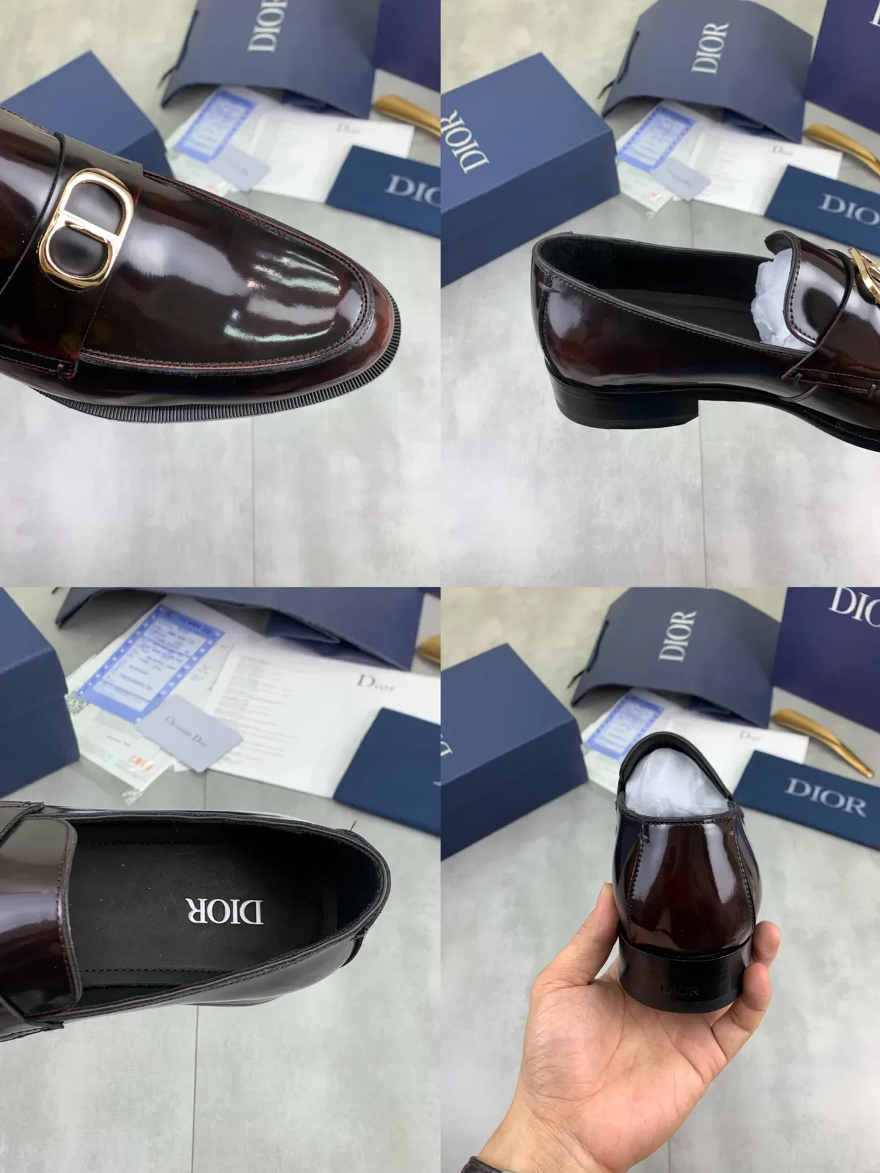 Dior Mocasín Sella Burdeos Cuero Patent 2