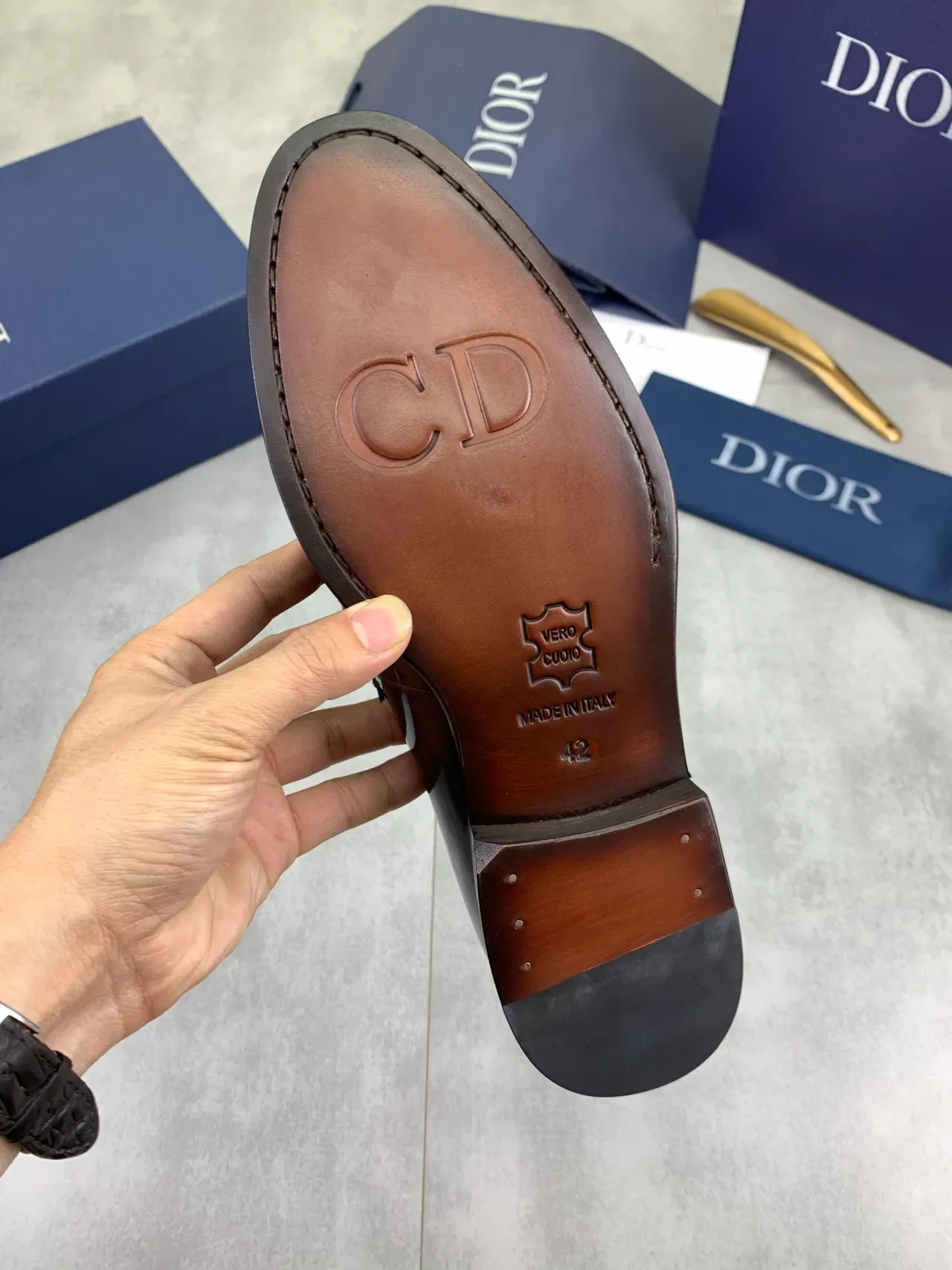 Dior Mocasín Sella Burdeos Cuero Patent 3