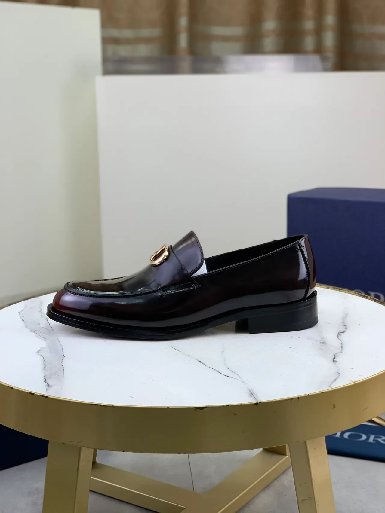 Dior Mocasín Sella Burdeos Cuero Patent 6