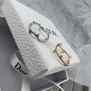 خاتم Dior فضة وذهب منحوت Pavé-Set حواف