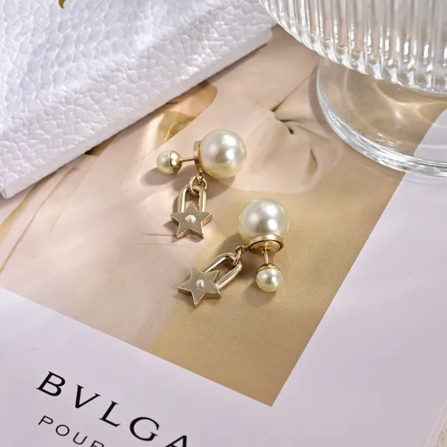 Dior Tribales Brincos de metal com pérola branca e tom dourado 6