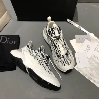 Dior White Black Monogram Mesh Upper Sculpted Chunky Sole Lifestyle Sneakers