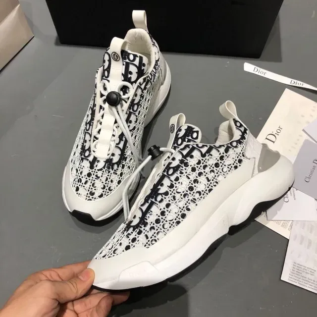 Dior White Black Monogram Mesh Upper Sculpted Chunky Sole Lifestyle Sneakers 2