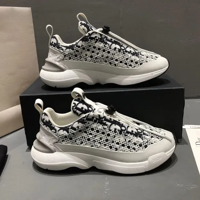 Dior White Black Monogram Mesh Upper Sculpted Chunky Sole Lifestyle Sneakers 3