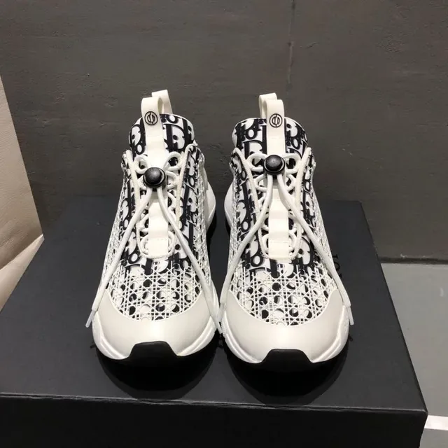 Dior White Black Monogram Mesh Upper Sculpted Chunky Sole Lifestyle Sneakers 5