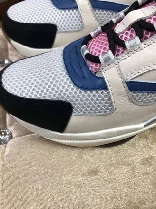 Dior White Pink Sole Color-Blocked Mesh And Synthetic Chunky Sneakers 7