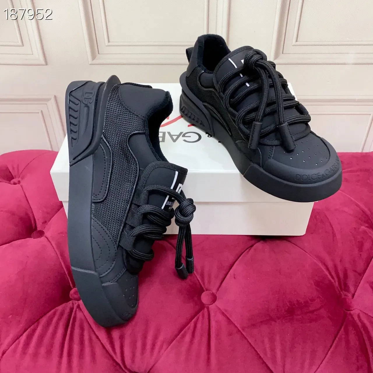 Dolce & Gabbana B23 أسود أحادي اللون حذاء رياضي لايف ستايل 4