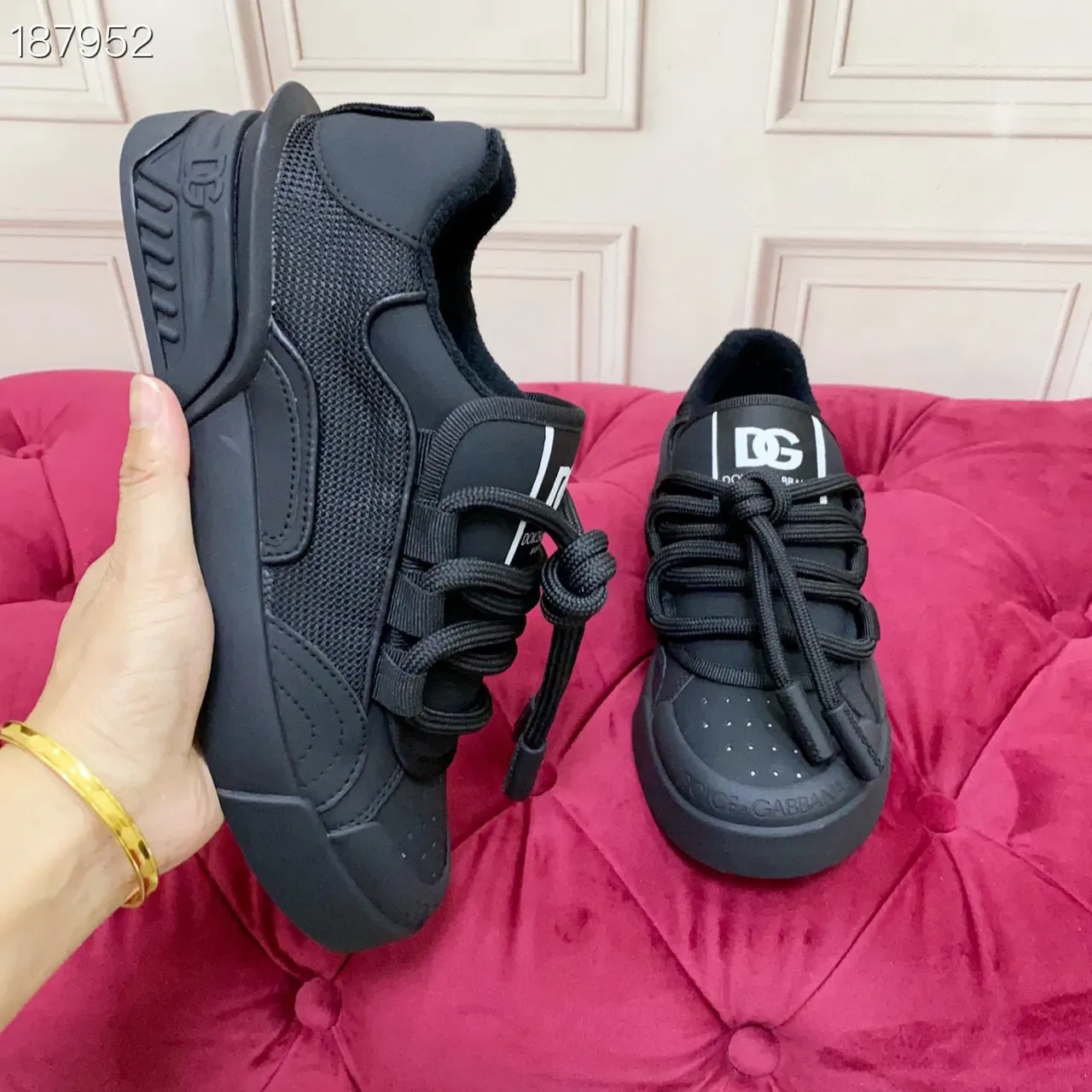 Dolce & Gabbana B23 أسود أحادي اللون حذاء رياضي لايف ستايل 5