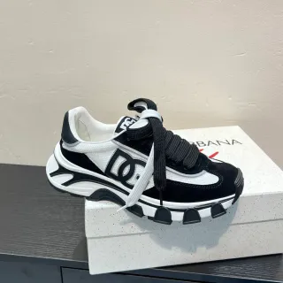 Dolce & Gabbana أسود أبيض منصة كعب طبقة علوية حذاء رياضي كبير