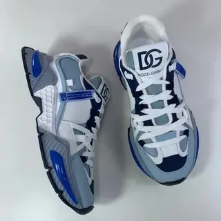 Dolce & Gabbana NS1 White Blue Sole Layered Upper Chunky Sneakers