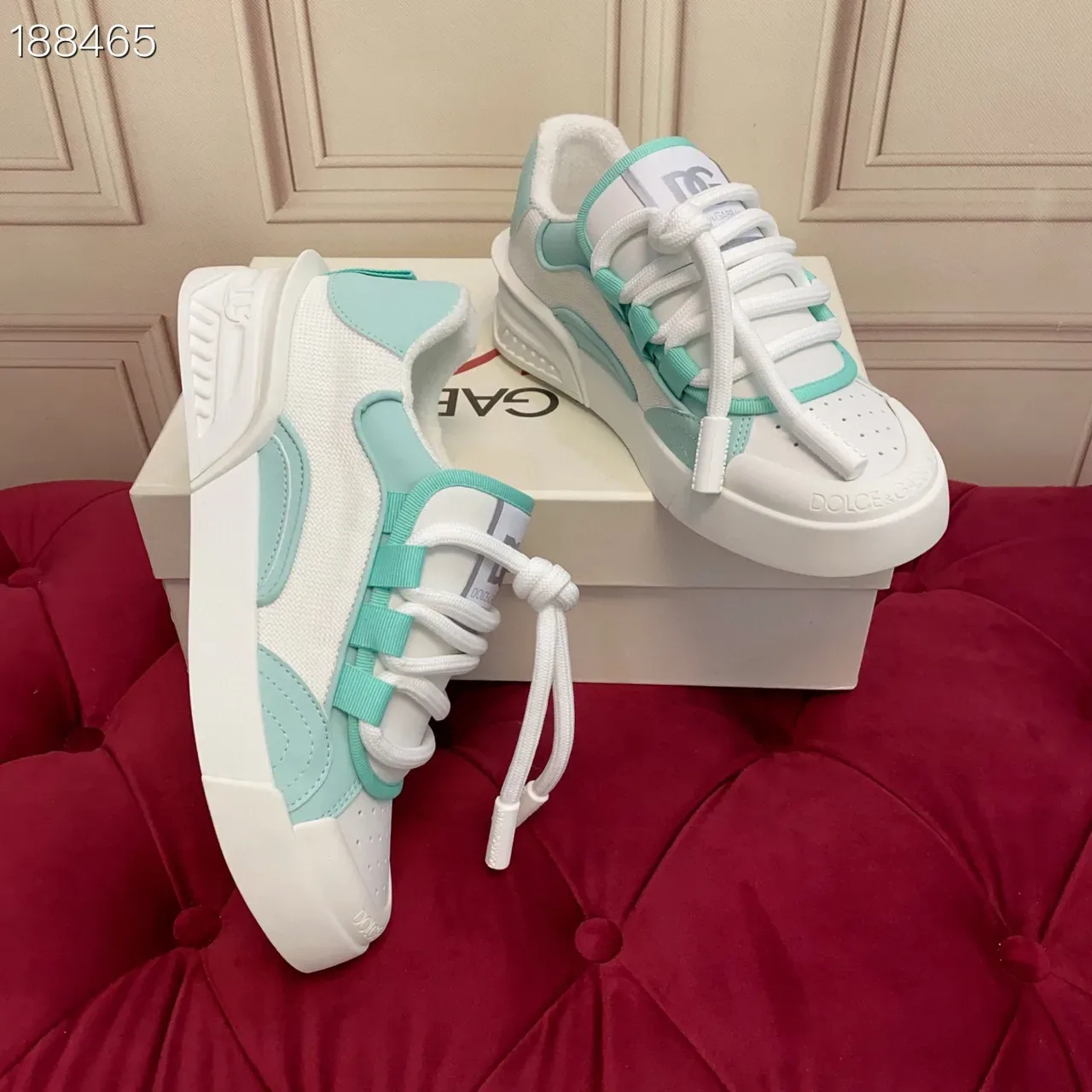 Dolce & Gabbana Portofino Blanc et Vert Menthe Sneakers Lifestyle 4