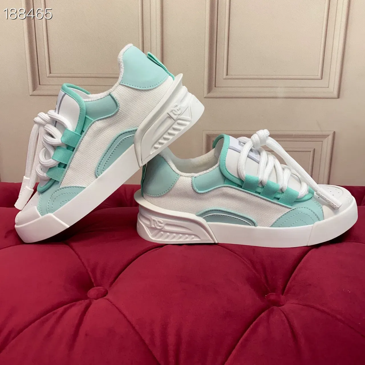 Dolce & Gabbana Portofino Blanc et Vert Menthe Sneakers Lifestyle 5