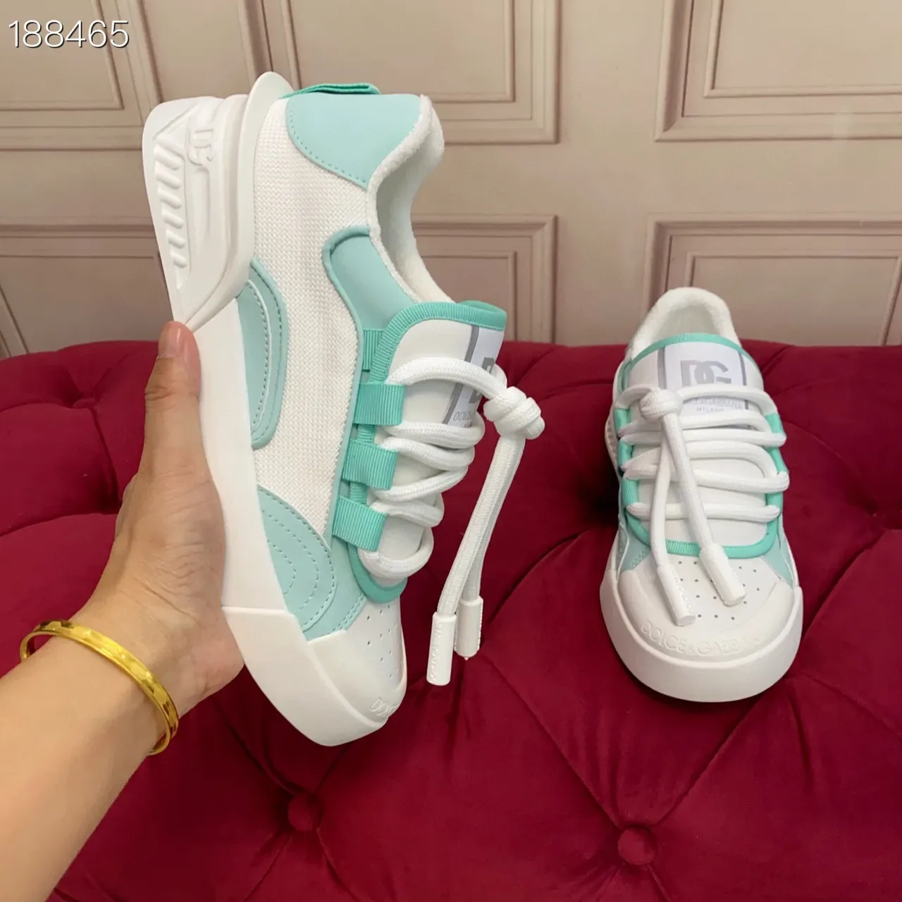 Dolce & Gabbana Portofino Blanc et Vert Menthe Sneakers Lifestyle 6