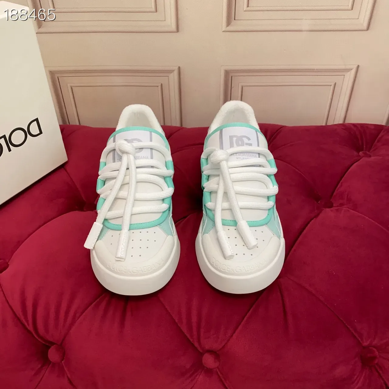 Dolce & Gabbana Portofino Blanc et Vert Menthe Sneakers Lifestyle 7