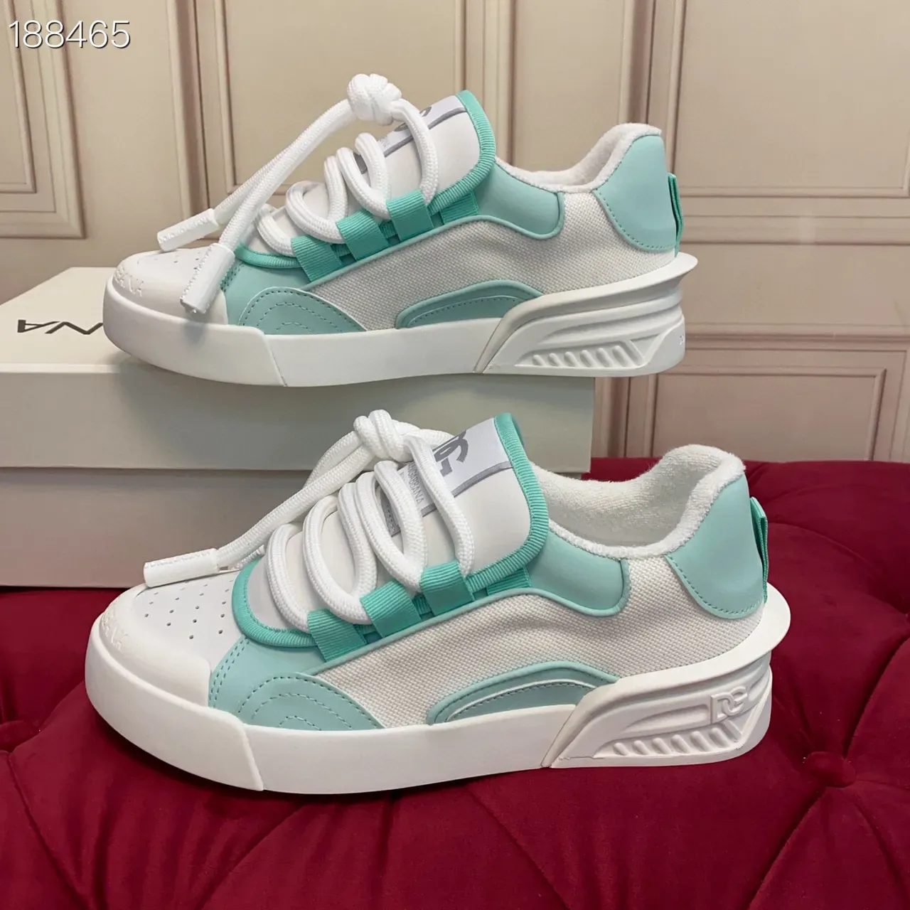 Dolce & Gabbana Portofino Blanc et Vert Menthe Sneakers Lifestyle 8