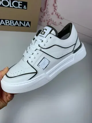 Dolce & Gabbana Portofino Tênis Lifestyle Branco Preto com Superior de Couro Imitado e Piping de Contraste 8