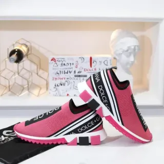 Dolce & Gabbana Speed Trainer Pink Knit Slip-On Lifestyle Sneakers