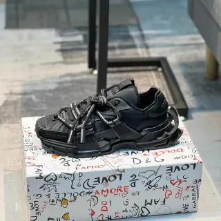 Dolce & Gabbana Black Monochrome Multi-Layered Upper Chunky Sneakers