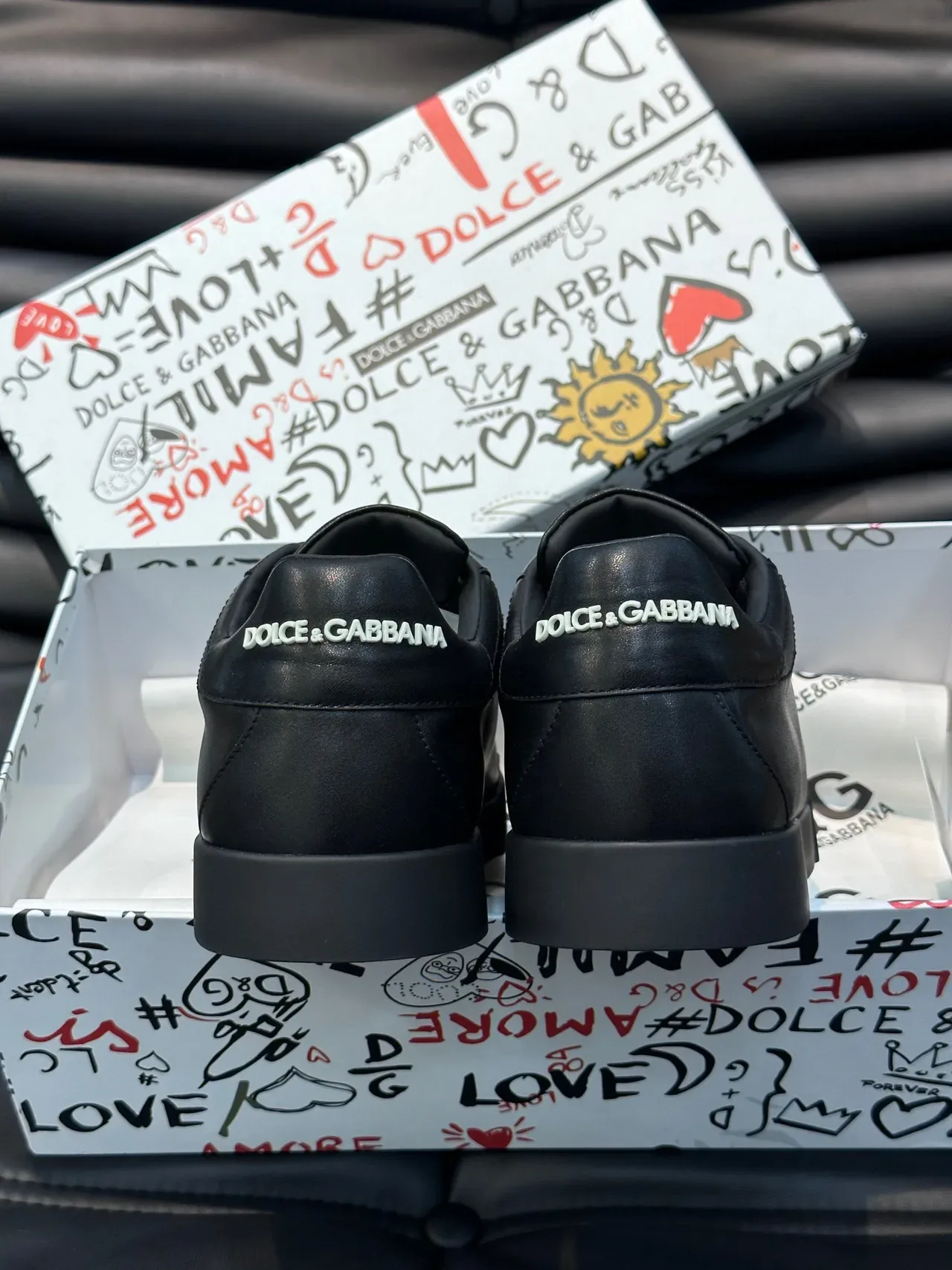 Dolce & Gabbana Black Smooth Leather Lifestyle Sneakers 6