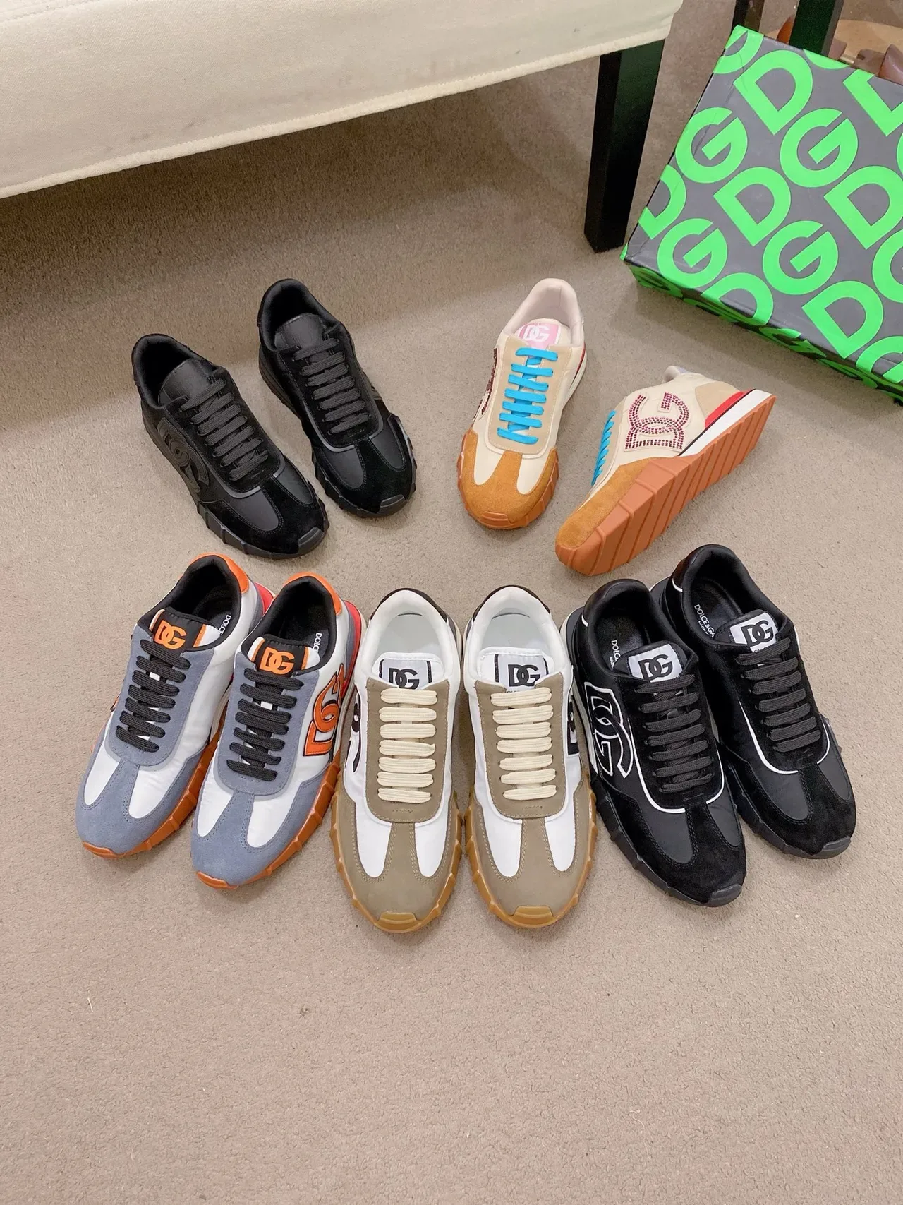 Dolce & Gabbana Noir Blanc Panneau Latéral Monogrammed Daim et Synthétique Hybride Sneakers Lifestyle 6