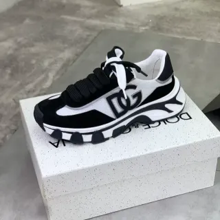 Dolce & Gabbana Black White Monogrammed Sole Chunky Sneakers